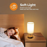 Suright Touch Control Bedside Lamps, 3-Way Dimmable Table Lamp with USB A+C Charging Ports, Touch Lamps Bedside with Linen Fabric Shade